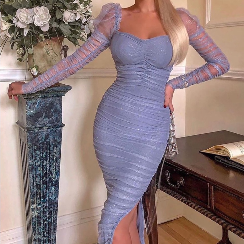 COPY - Glittery Midi Dress (Ice blue)